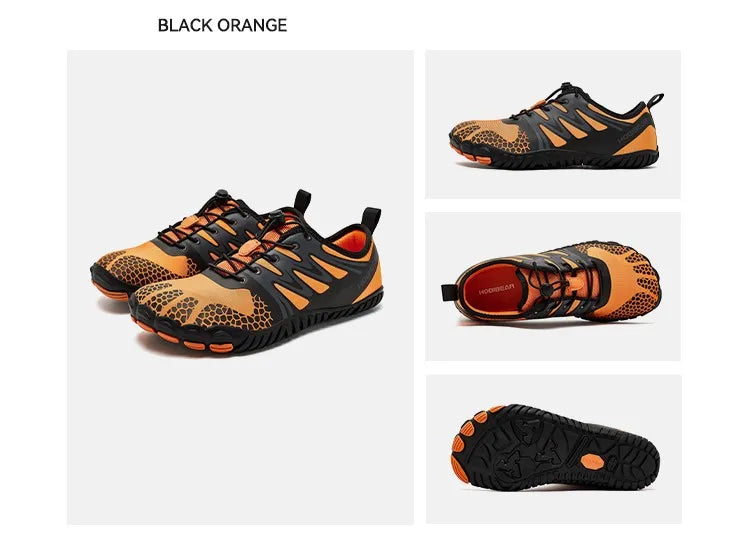 HOBIBEAR Barfußschuhe mit breiter Zehenpartie für Unisex, Kunstleder, Outdoor-Walking-Sneaker, Zero Drop, minimalistische Schuhe mit elastischem Band