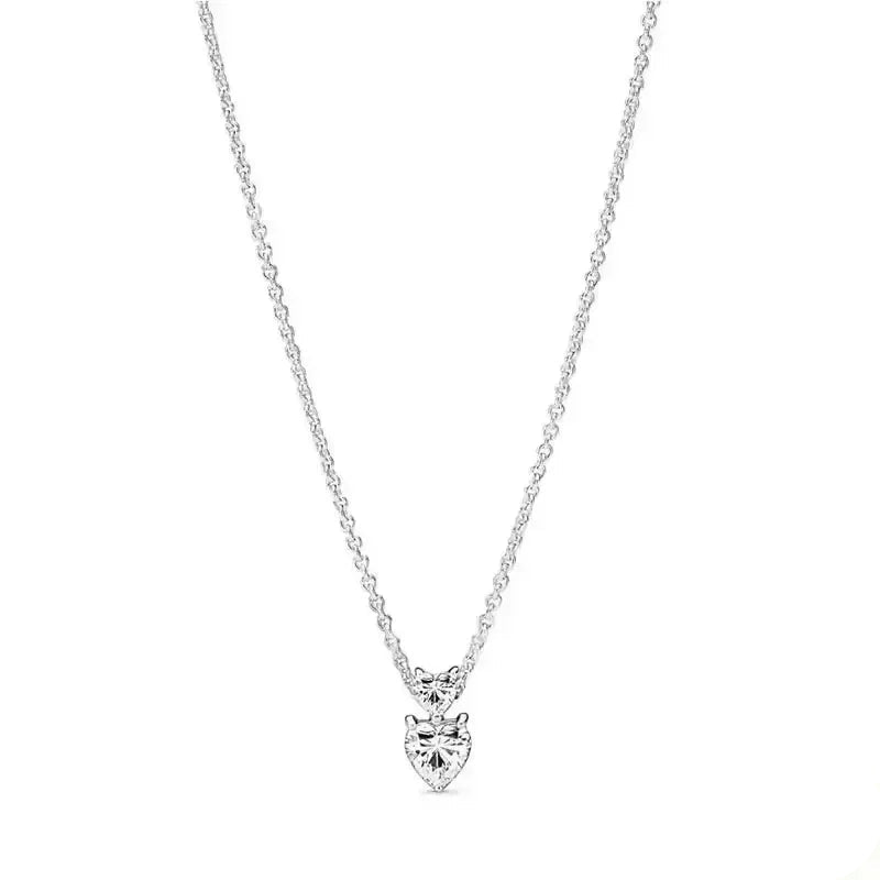 Heißer Verkauf 925er Sterlingsilber klassische quadratische herzförmige Schleife Halskette exquisite Luxus Damen Charm Schmuck Festival Geschenke