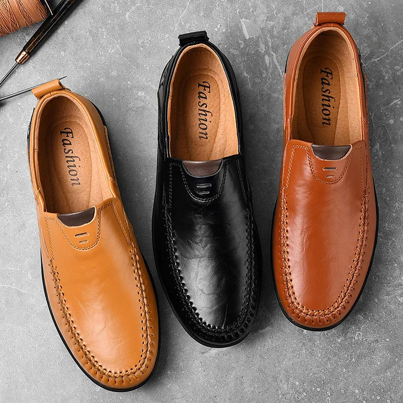 Handgefertigte Schuhe aus echtem Leder, Freizeitschuhe für Herren, flache Plateau-Wanderschuhe, Outdoor-Schuhe, Slipper, atmungsaktive Turnschuhe