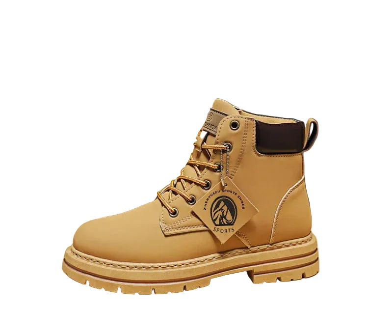 High Top Herren Lederstiefel – Motorrad Mode Stiefeletten Schnürschuhe Winter