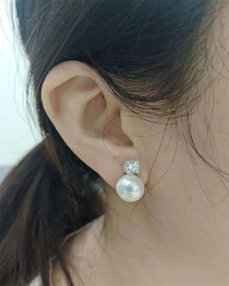 Senlissi-Neue Mode Lofty 8-12mm Süßwasser Perle Stud 18k Ohrringe für Frauen S925 Sterling Silber schmuck Freundin Geschenke