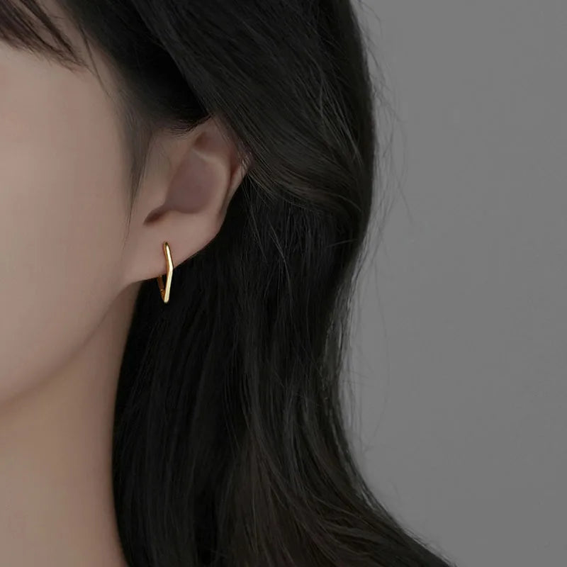 INZATT Echt 925 Sterling Silber 18 k Gold Geometrische Creolen Für Frauen Party Klassische Feine Schmuck Minimalistischen Zubehör