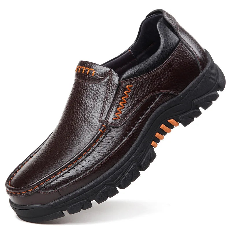 100% echtes Leder Schuhe Männer Müßiggänger Weiche Rindsleder Herren Casual Schuhe Marke Männliche Schuhe Schwarz Braun Slip-on Dicke sohle
