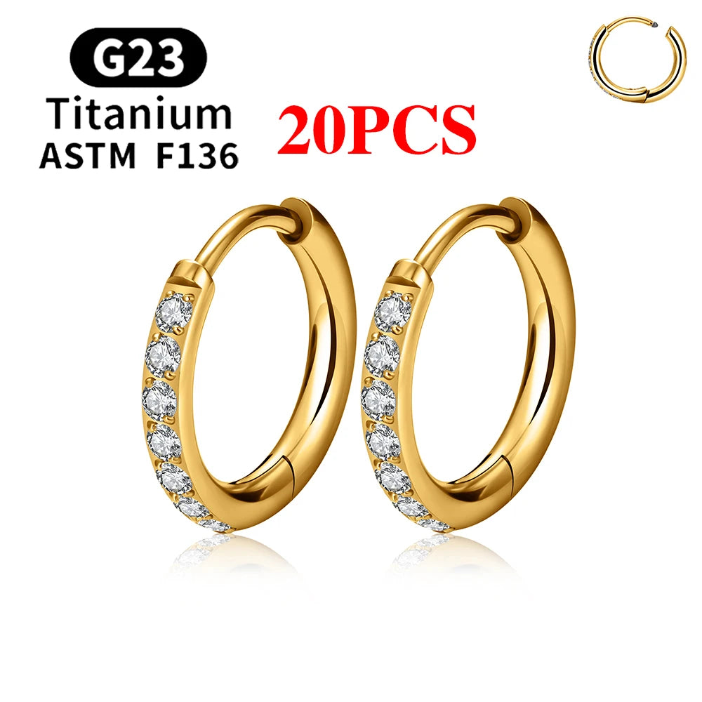 2/20PCS G23 Titan Ohrring Hoop CZ Klapp Segment Runde Nase Ring für Frauen Ohr Tragus Knorpel Helix Daith Piercing Schmuck