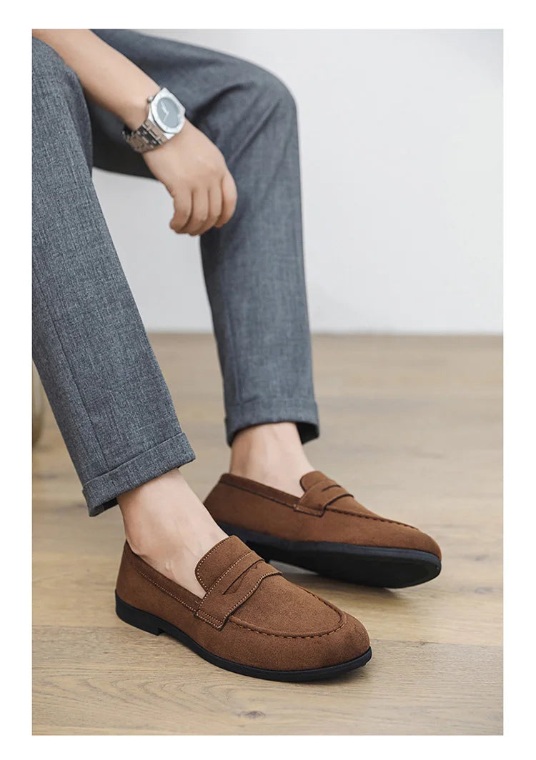 Herbst Wildleder Loafer Mann Große Größe 45 Komfort Slip-on Casual Schuhe Männer Wohnungen Retro Braun Mokassins Für Männer zapatos de hombre