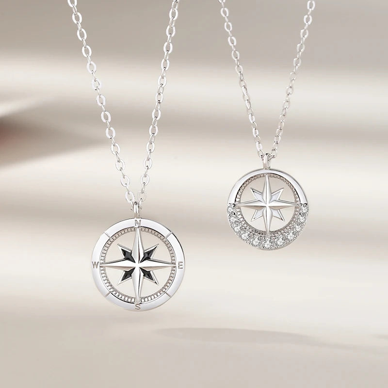 JIALY AAA CZ Stern Kompass S925 Sterling Silber Paar Halskette Einfache Schlüsselbein Kette Für Frauen Geburtstag Schmuck Geschenk neue