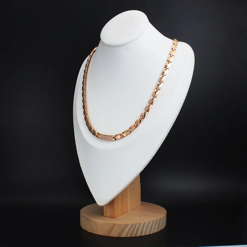 ARADOO Titan Stahl Zirkonia Magnetische Halskette Hämatit Therapie Edelstahl Halsband Halskette Kragen