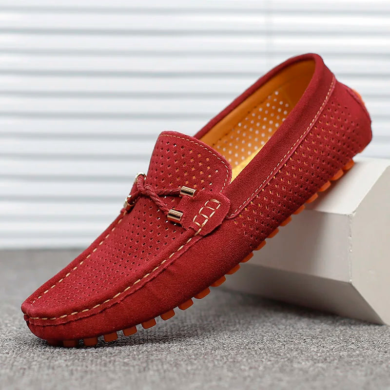 Mode Wildleder Herren Freizeitschuhe Echtes Leder Mann Loafer Slip on Flats Leichte Herren Fahrschuhe Faule Schuhe Mokassins