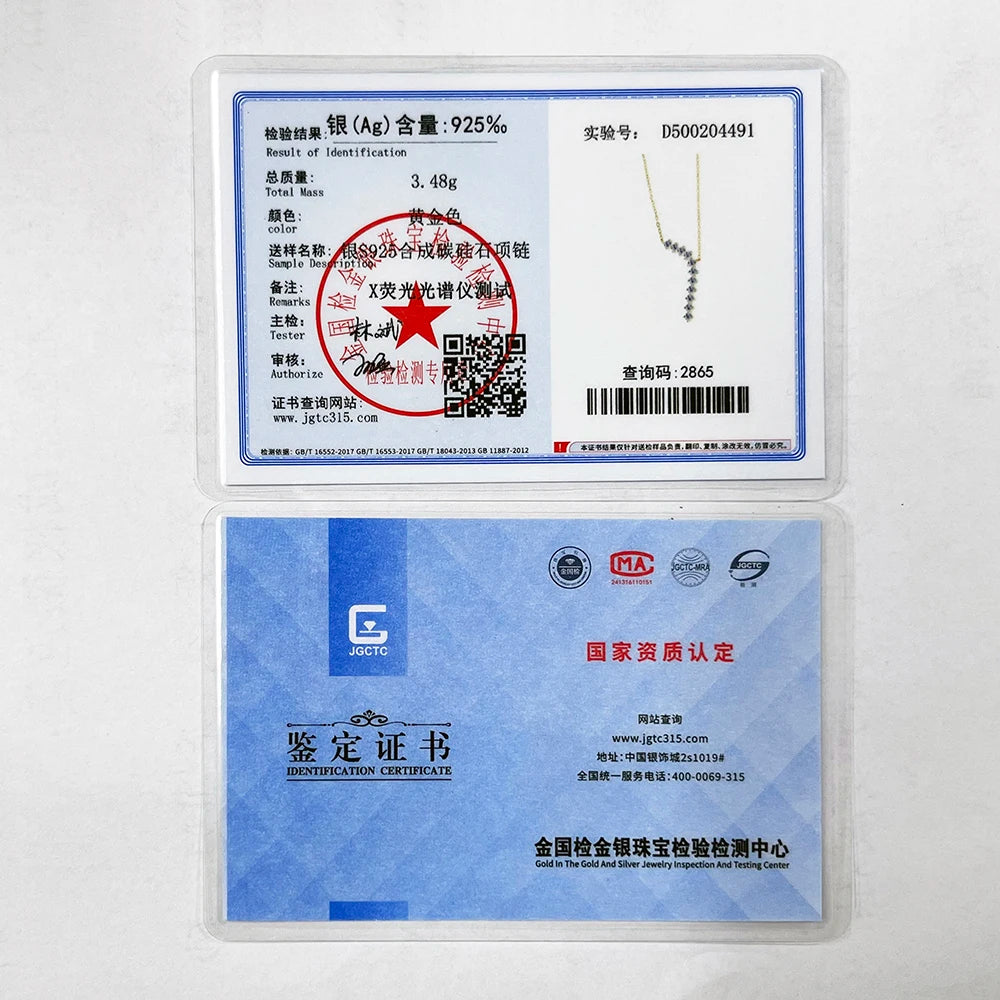 1,7 cttw D Farbe Moissanit Ohrringe Halskette 925 Sterling Silber Y-förmiger Anhänger Halsketten Schmuckset für Frauen Charmantes Geschenk