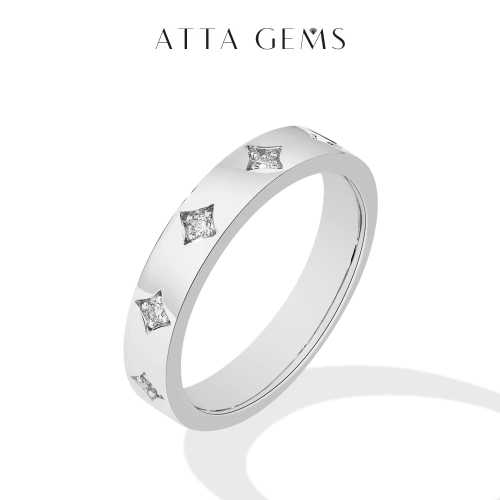 ATTAGEMS Rundschliff-Moissanit-Ringe, Stern-Design für Damen, 925er-Sterlingsilber, Ring, Gelbgold vergoldet, klassischer Verlobungsschmuck