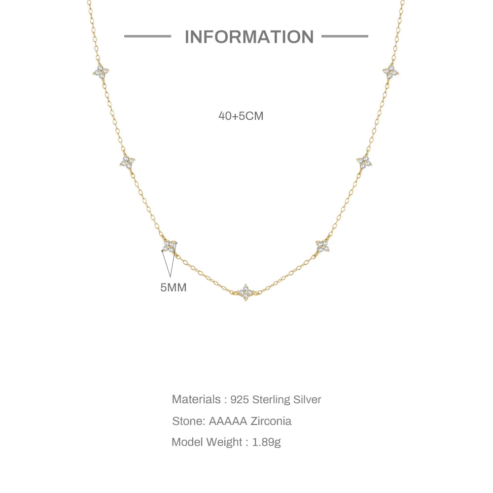 Adjutant 925 Sterling Silber Stapel Choker Kette Frauen zierliche Blume Zirkon Halskette Geometrie koreanischen Schlüsselbein Hals Schmuck Geschenke