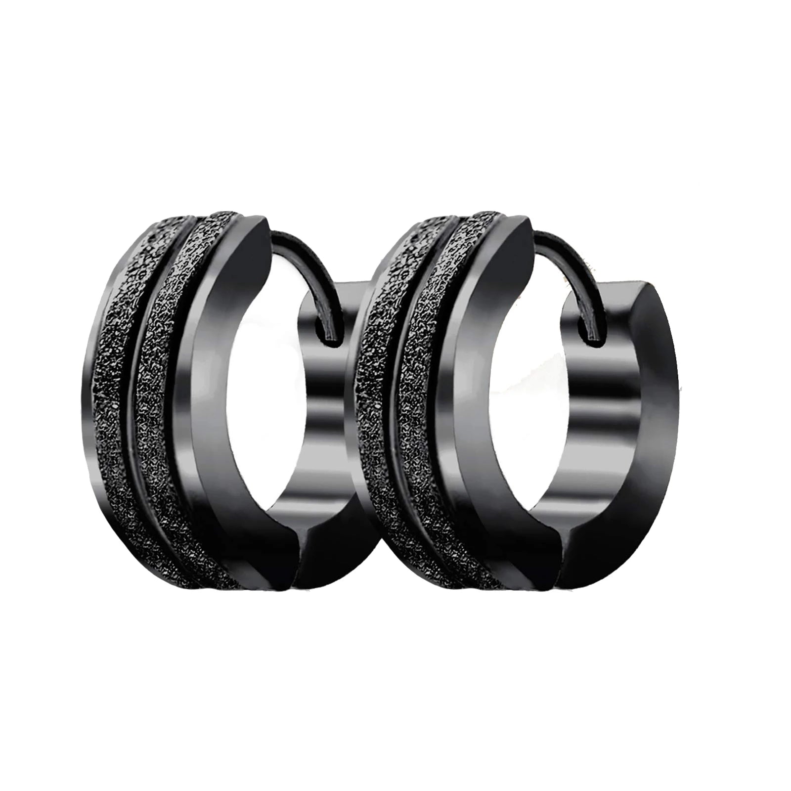 Edelstahl – Schwarz- Huggie-Ohrringe Unisex