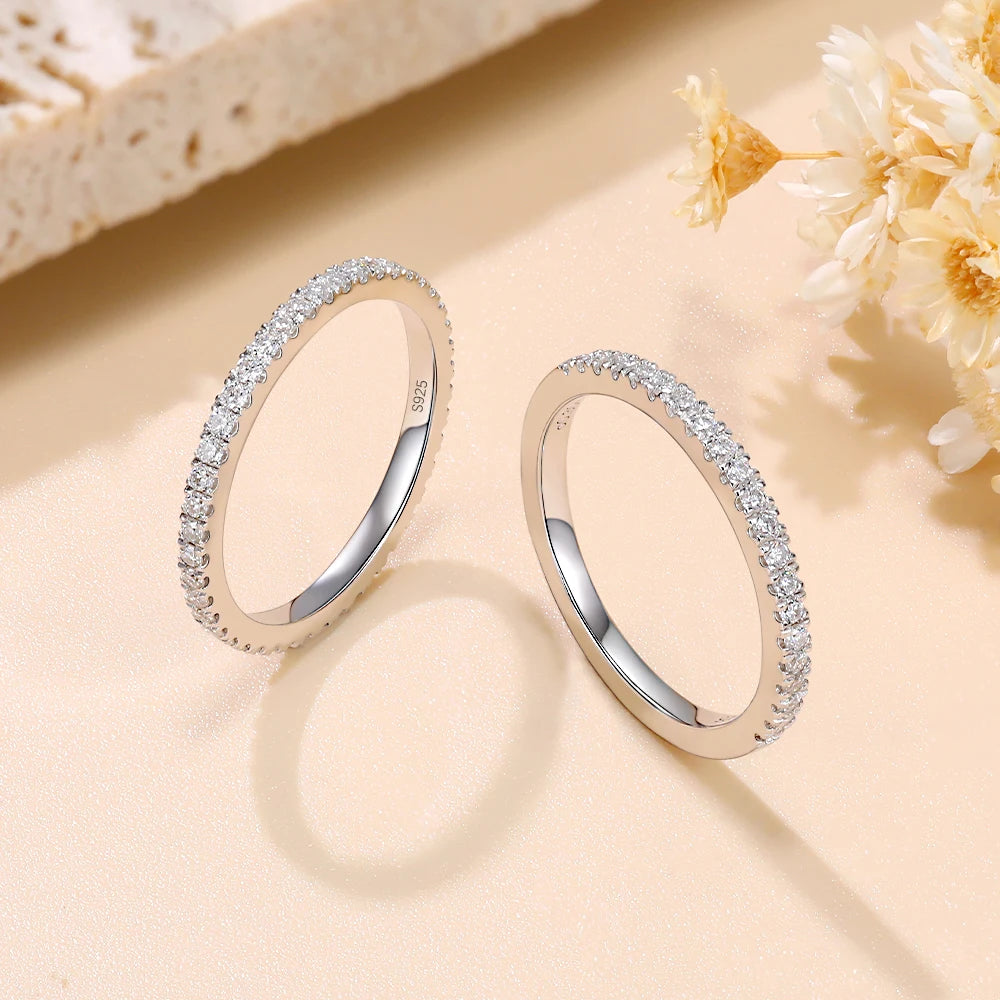 Damen Schwarzer Moissanit-Eternity-Ring