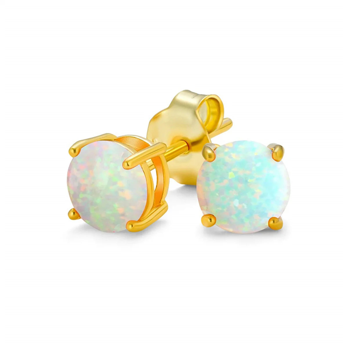2 Stück modische, elegante 18 Karat vergoldete Opal-Ohrstecker für Damen, exquisites Edelstahl-Schmuckgeschenk