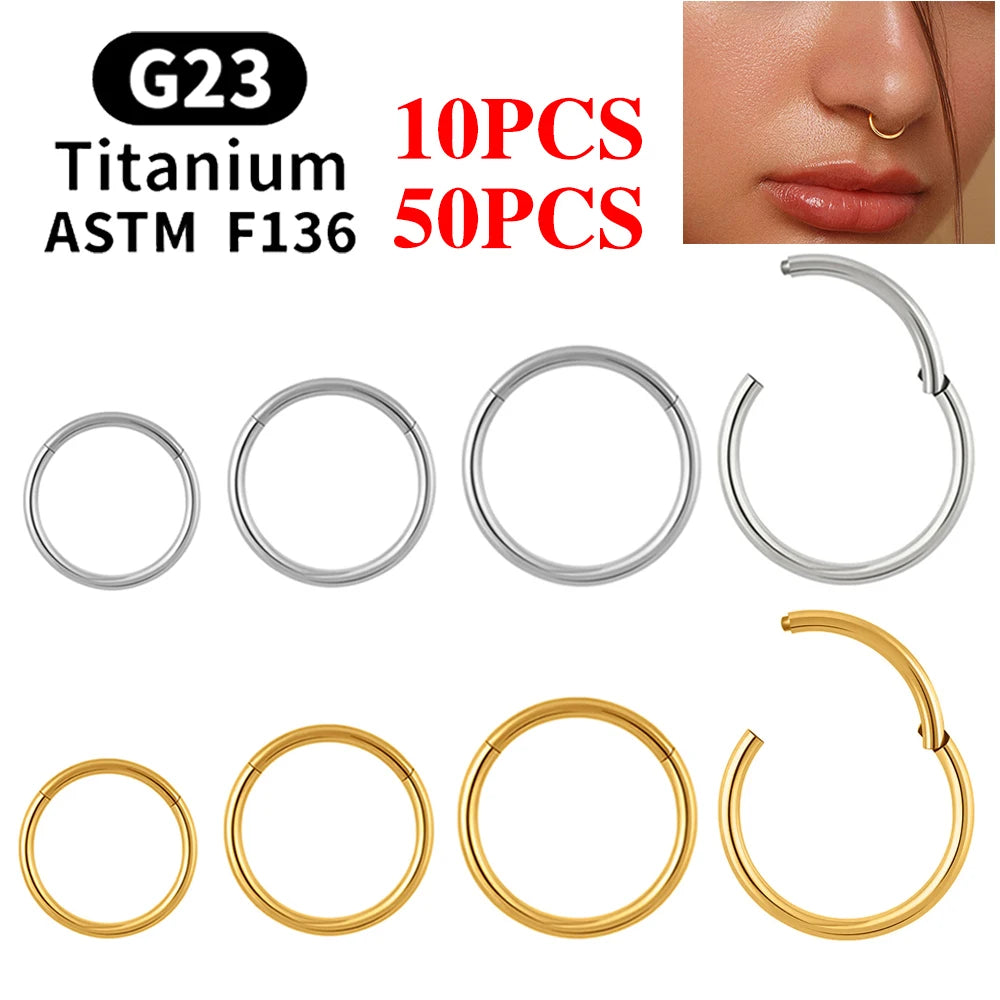 10/50PCS ASTM F136 Titan Nasenring Klapp Clicker Segment Septum Hoop Frauen Männer Ohr Knorpel Helix Ohrring Piercing schmuck