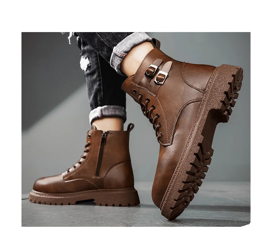 Herren Schneestiefel – Rindsleder, Dicker Plüsch Wasserdicht, Rutschfest