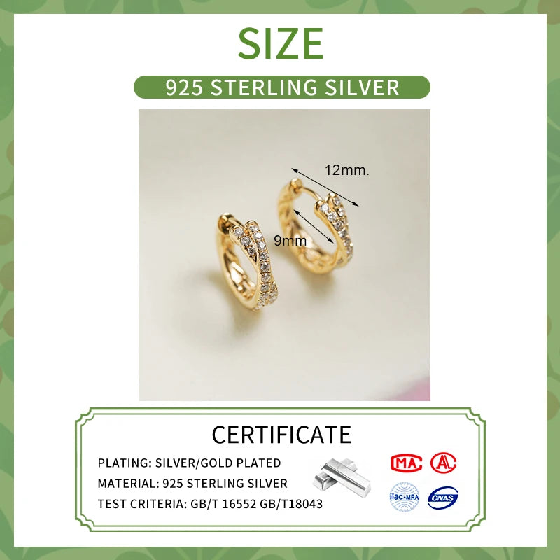 INZATT Echt 925 Sterling Silber Zirkon Kreuz 18 Karat Gold Creolen für Frauen OL Geometrische Edlen Schmuck Minimalistischen Zubehör