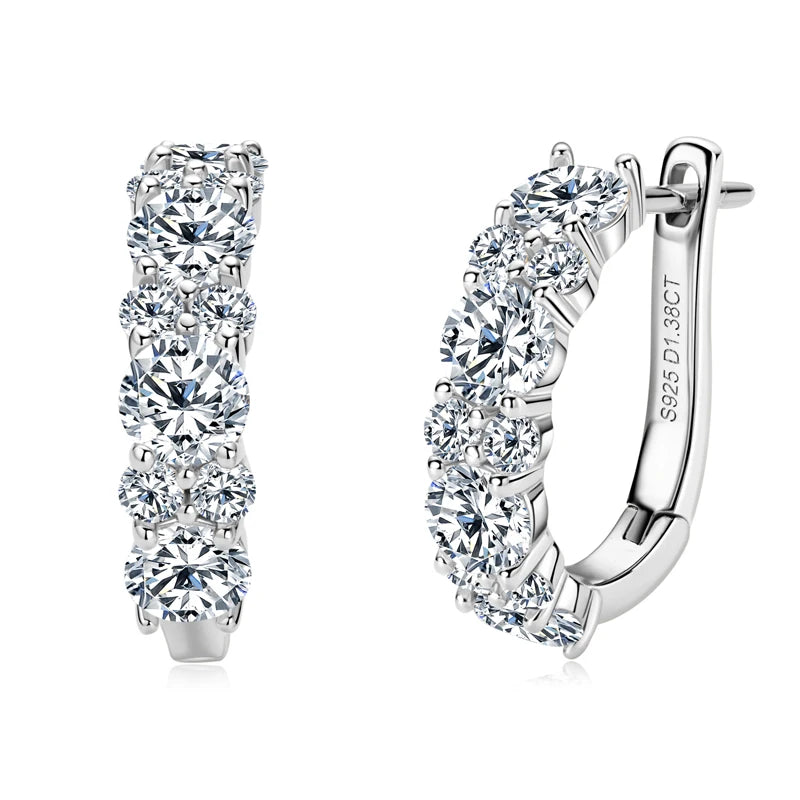 Echte Moissanit-Ohrringe aus 925er-Sterlingsilber, D, Farbe 2,76 CTTW. Moissanit Lab Diamant-Creolen, funkelnde Hochzeit, edler Schmuck