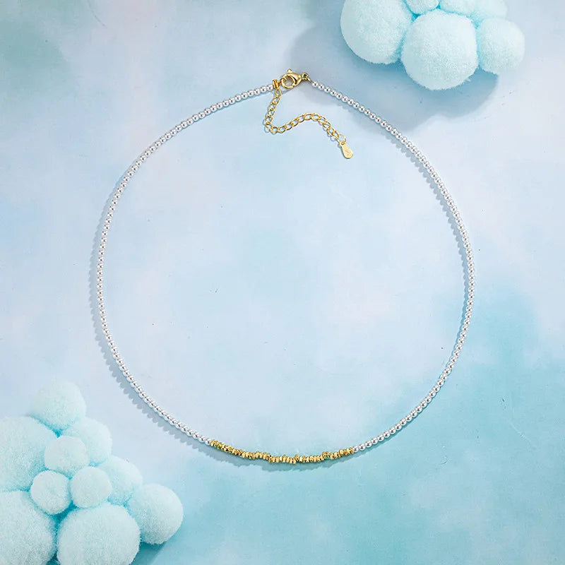 Halskette aus 925er-Sterlingsilber, schwarze Perlen, quadratisch, unregelmäßig, Punk, geometrisch, für Frauen und Mädchen, Schmuck, Geschenk, Dropshipping, Großhandel