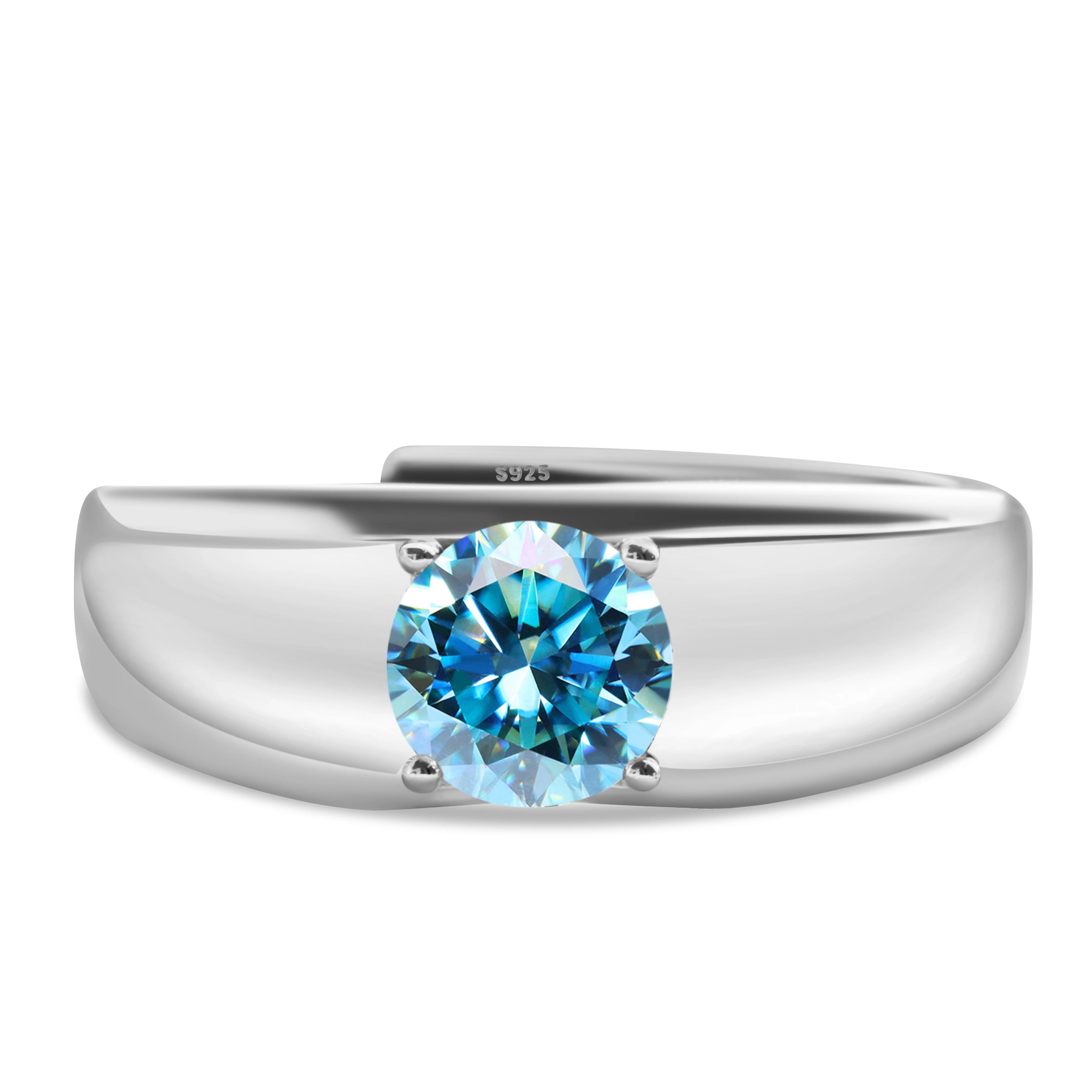 925er Silber-Ring mit 1 Karat Moissanit – Weißgold plattiert für Verlobung & Hochzeit