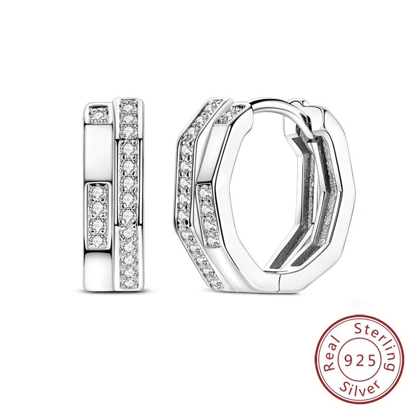 Creolen Neue Original 925 Sterling Silber Süße Herz Bogen Runde Zirkon Ohrstecker Für Frauen Mädchen Edlen Schmuck