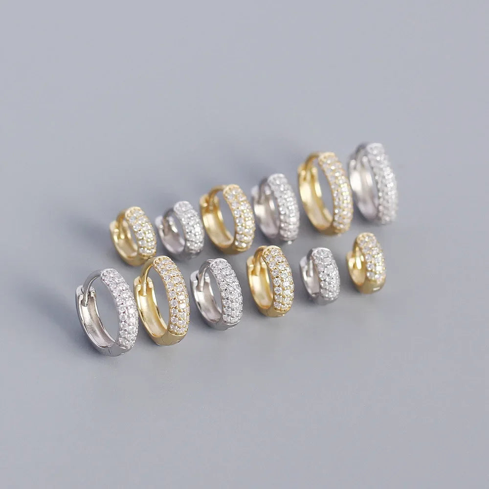 INZATT Echt 925 Sterling Silber 18 Karat Gold Voller Zirkon Runde Creolen für Frauen OL Edlen Schmuck Licht Luxus zubehör