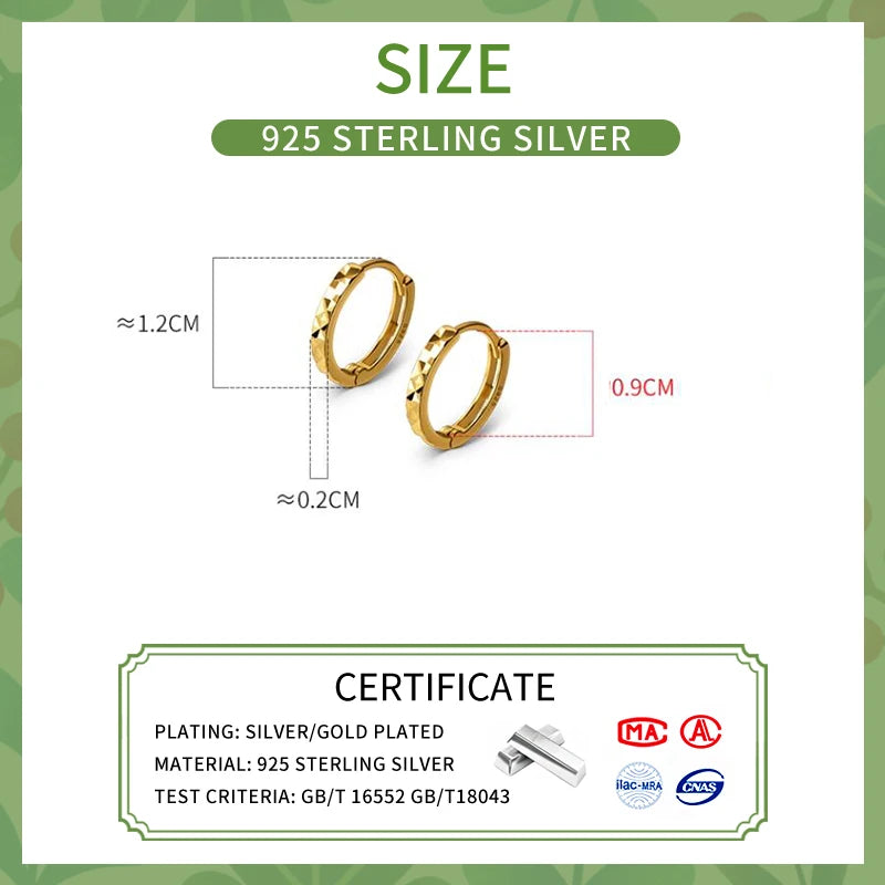 INZATT Echt 925 Sterling Silber 10/12/14 MM 18 K Runde Huggies Creolen Für Frauen Klassische feine Schmuck 2024 Trendy Sommer