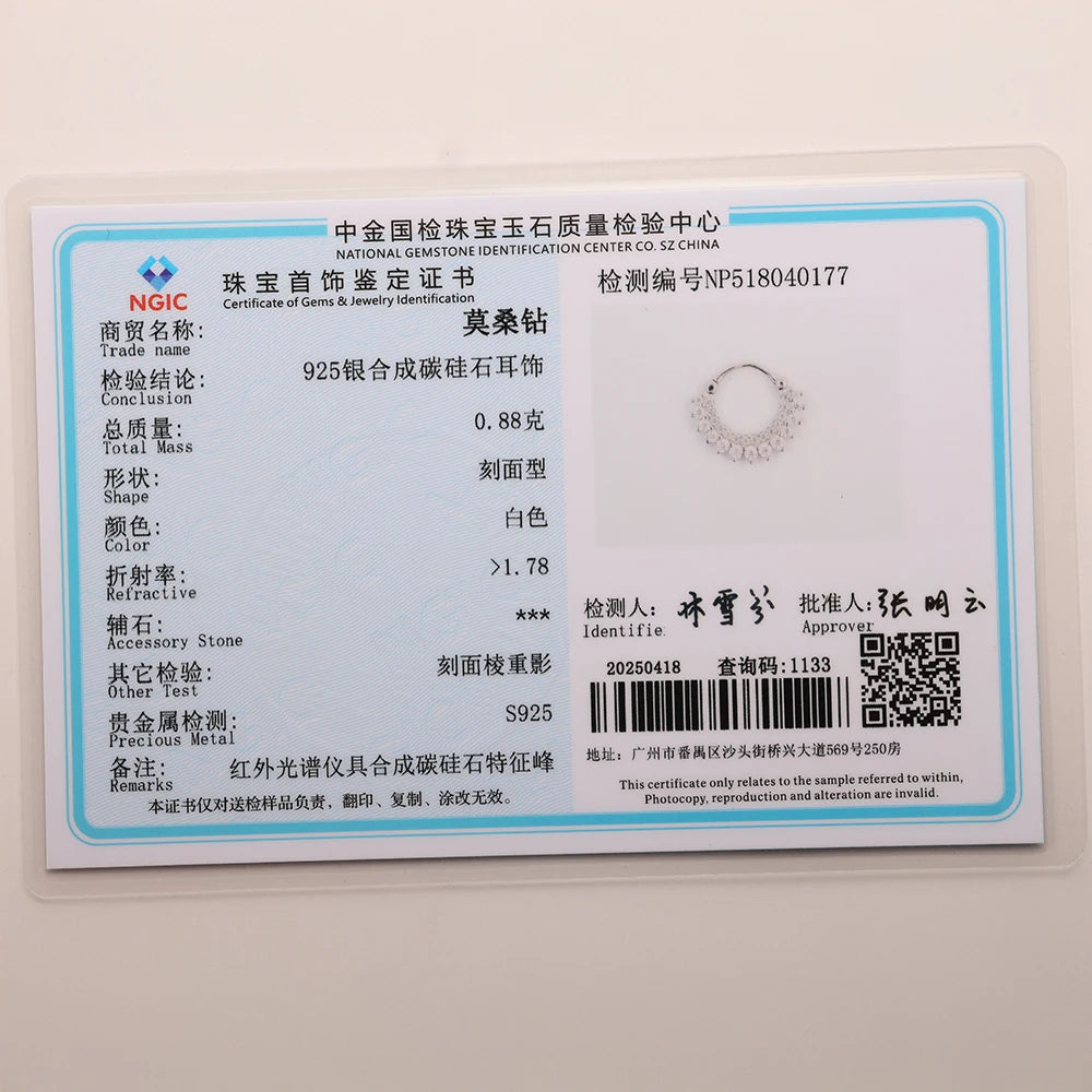 Aide Moissanit-Diamant-Ohrstecker für Damen, originales 925er-Sterlingsilber, Schraubverschluss, Damen-Moissanit-Ohrring mit flacher Rückseite, Juwel