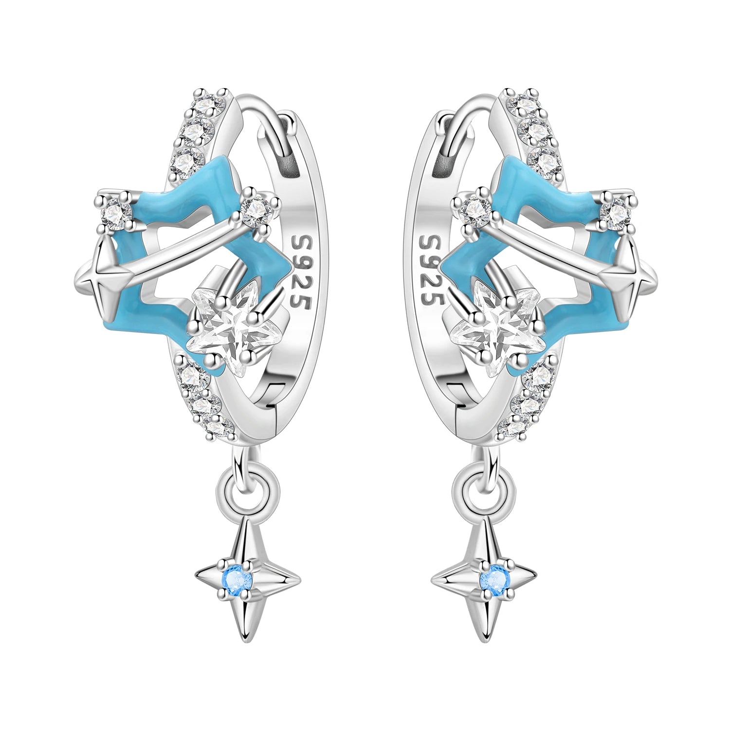 Ohrringe aus 925er-Sterlingsilber, geheimnisvoller Stern, Mond, Schmuck, vielseitige Creolen für Frauen, Schmuck, Geburtstagsfeier, feine Geschenke