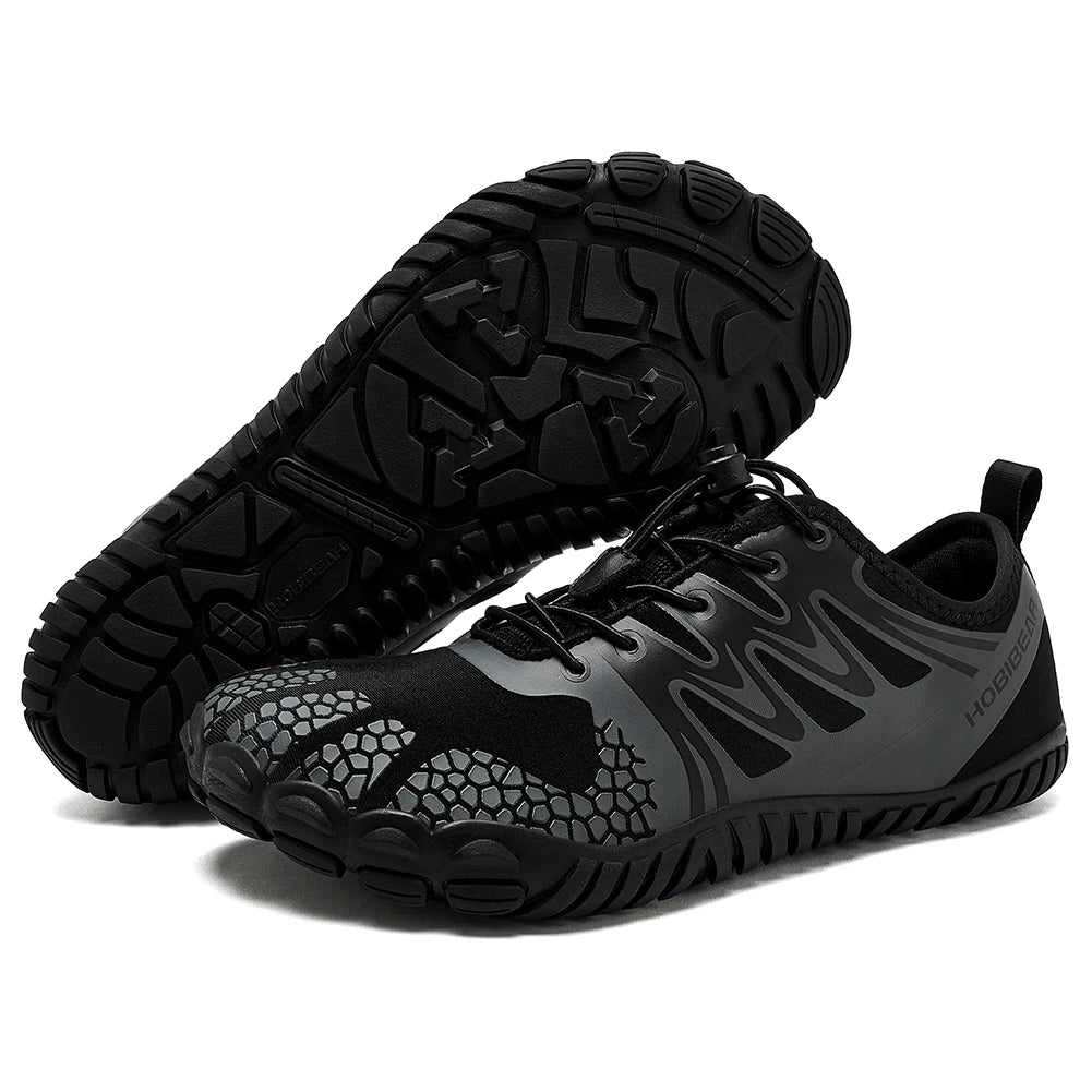 HOBIBEAR Barfußschuhe mit breiter Zehenpartie für Unisex, Kunstleder, Outdoor-Walking-Sneaker, Zero Drop, minimalistische Schuhe mit elastischem Band