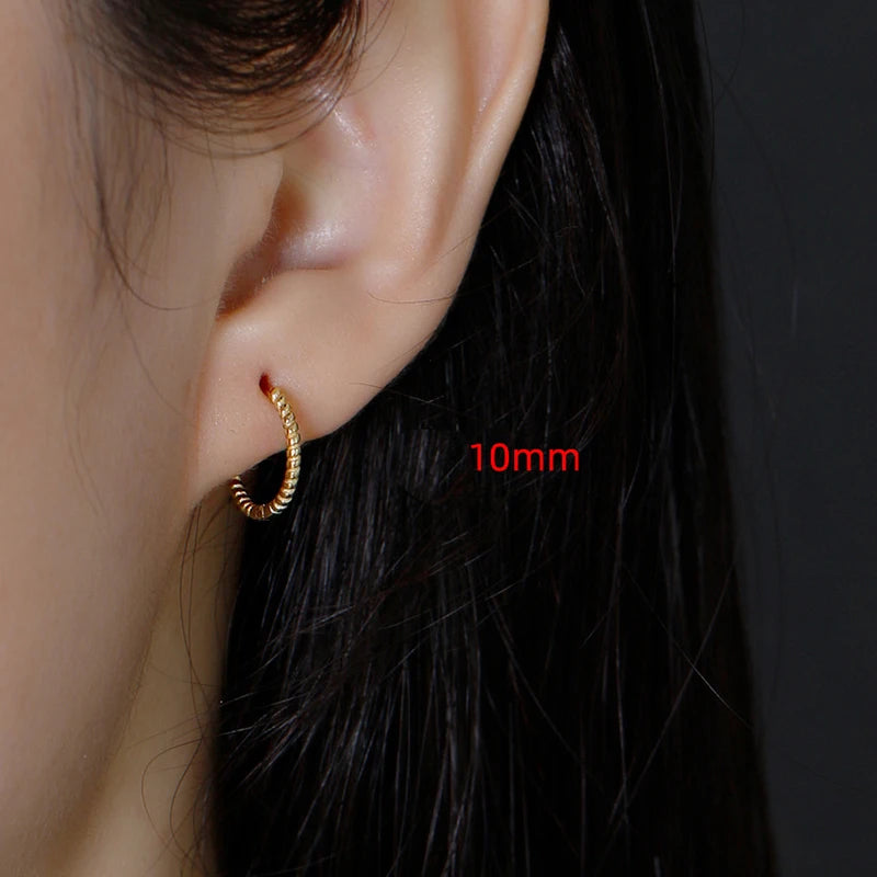 INZATT Echt 925 Sterling Silber Twisted Rope Form 18 Karat Creolen für Frauen Klassischen Feinen Schmuck Geometrische Zubehör