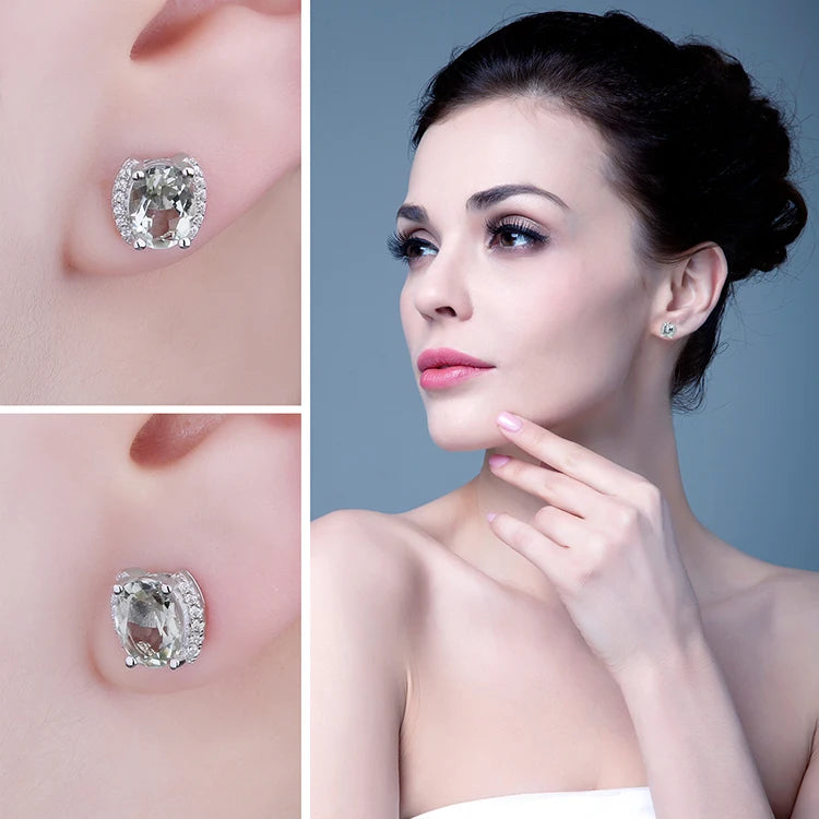 JewelryPalace Echtem 2,3 ct Oval Grün Amethyst 925 Sterling Silber Stud Ohrringe für Frauen Erklärung Edelstein Feine Schmuck