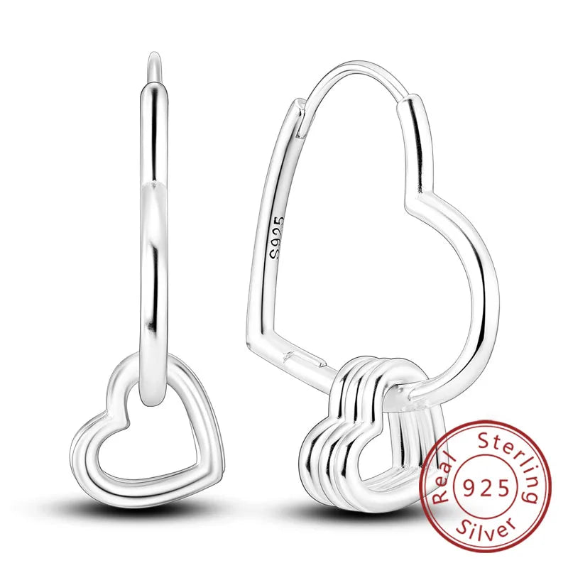 Damen-Ohrringe, 925er-Sterlingsilber, Creolen, Herz, Zirkon, Stern-Tropfenohrringe für Damen, Mode, Party, Geburtstag, Schmuck, Geschenke