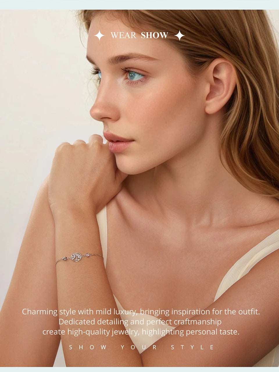 WOSTU Baum des Lebens Kettenglied-Armbänder Ohrstecker für Frauen 925 Sterling Silber AAA Zirkon Armband Familie Schmuckset Geschenk