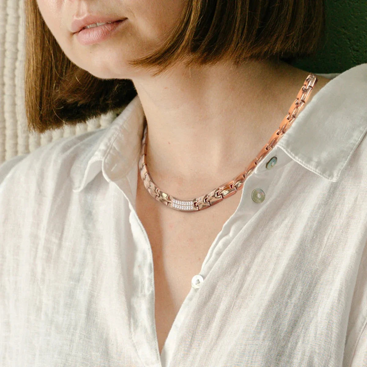 ARADOO Titan Stahl Zirkonia Magnetische Halskette Hämatit Therapie Edelstahl Halsband Halskette Kragen