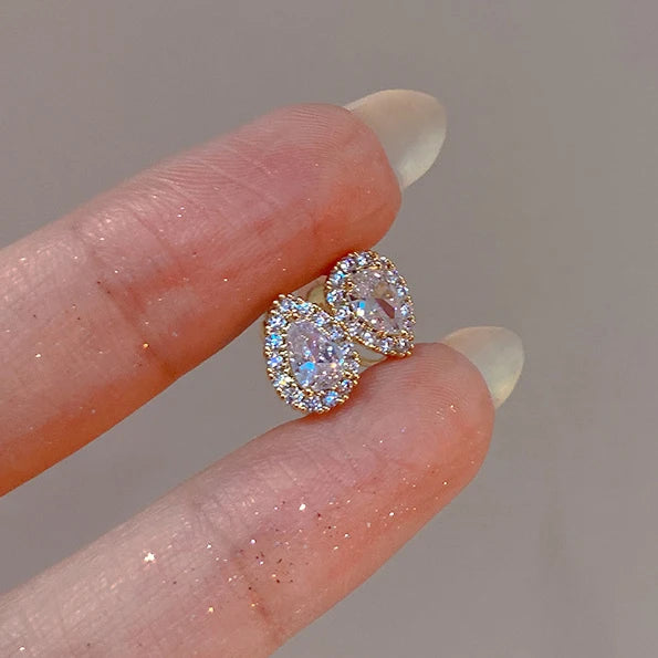 INZATT Echt 925 Sterling Silber Zirkon Wasser Tropfen Creolen für Mode Frauen Geometrische Edlen Schmuck Minimalistischen Zubehör