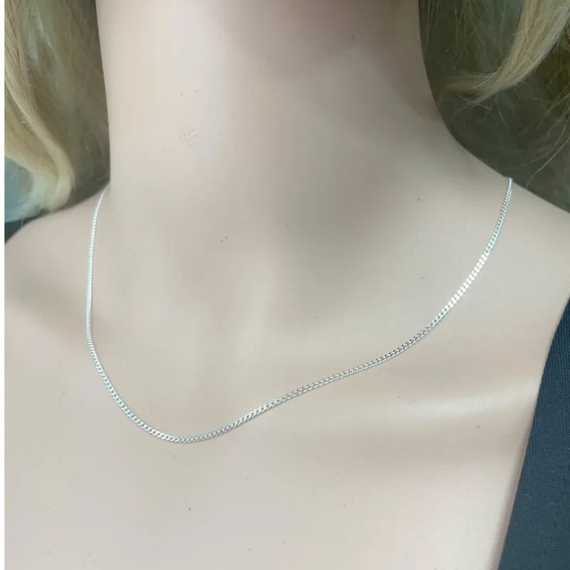 45 cm-60 cm 1,4mm Dünne 925 Sterling Silber Gelb Gold Farbe Panzerkette Choker Halskette Frauen Mädchen schmuck Kolye Collares Collier