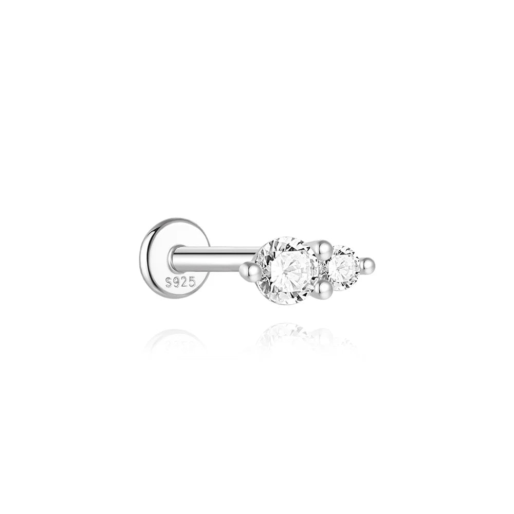 Aide Moissanit-Diamant-Ohrstecker für Damen, originales 925er-Sterlingsilber, Schraubverschluss, Damen-Moissanit-Ohrring mit flacher Rückseite, Juwel