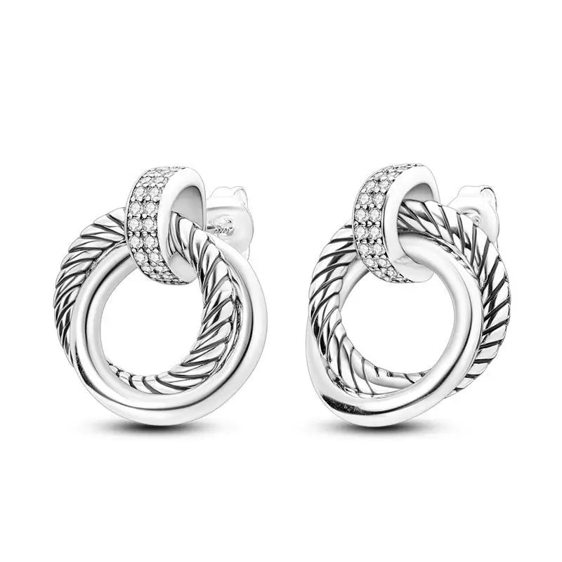 Heißer Verkauf 925 Sterling Silber Klassische Multi Ring Ohrringe Serie Tropfen Ohrringe Für Frauen Party Feines Geschenk Elegante Geburtstag Schmuck