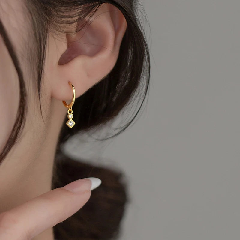 INZATT INS Heißer Echt 925 Sterling Silber Zirkon Hoop Ohrringe Für Mode Frauen Punk Edlen Schmuck 18 karat Gold zubehör