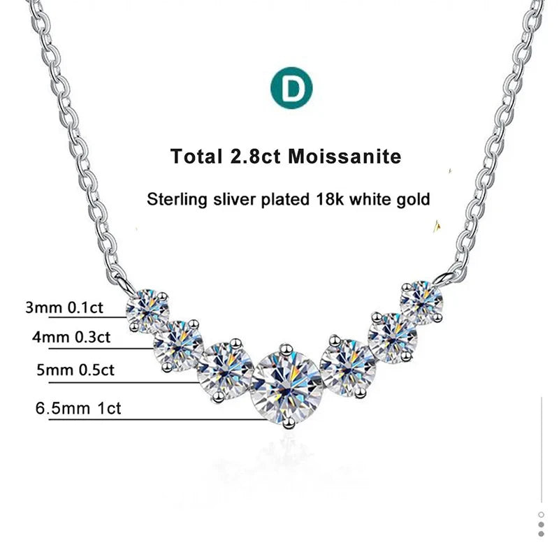 Moissanit-Halskette für Damen, Hochzeit, edler Schmuck mit Zertifikaten, 925er-Sterlingsilber vergoldete Halskette aus 18 Karat Weißgold