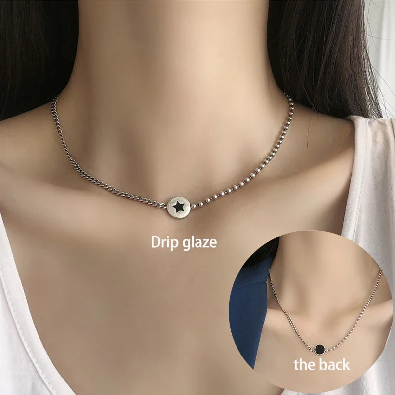 PANJBJ Onyx-Halskette aus 925er-Sterlingsilber für Frauen und Mädchen, prägnante Individualität, Modeschmuck, Geburtstagsgeschenk, Dropshipping