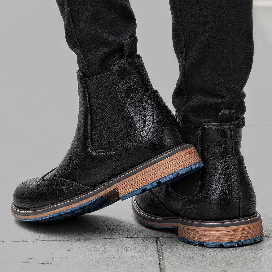 Herren Brogue Chelsea Stiefel – Klassische Lederstiefeletten im American Style