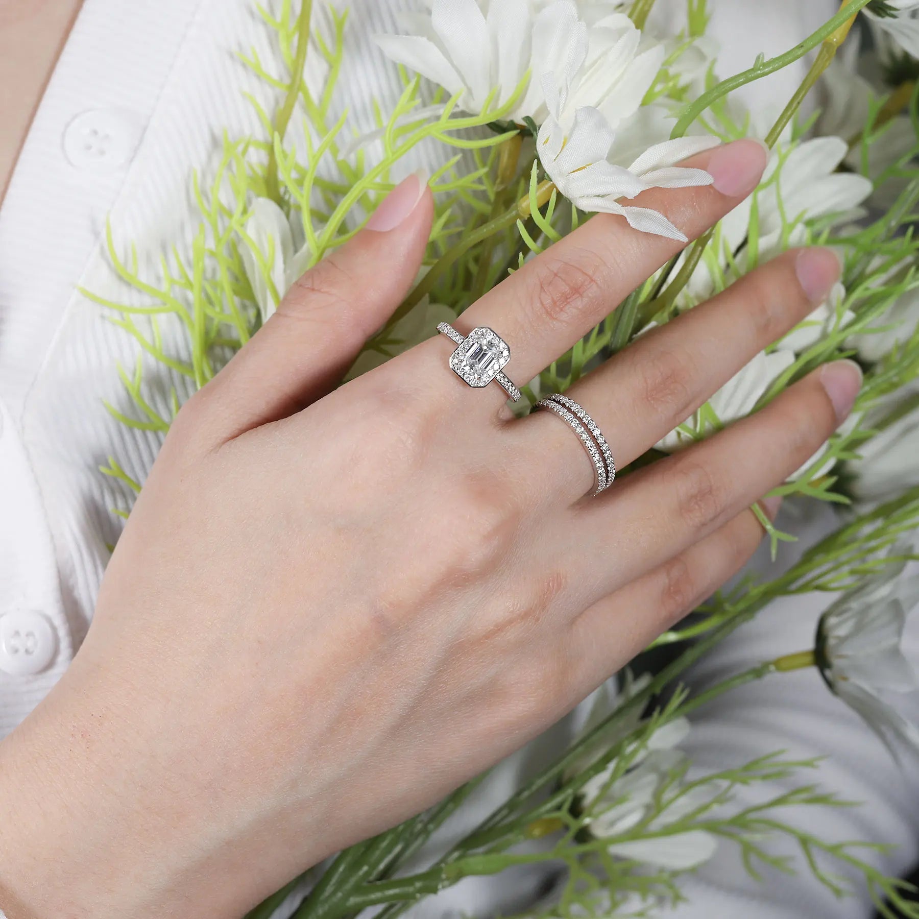 Damen Schwarzer Moissanit-Eternity-Ring