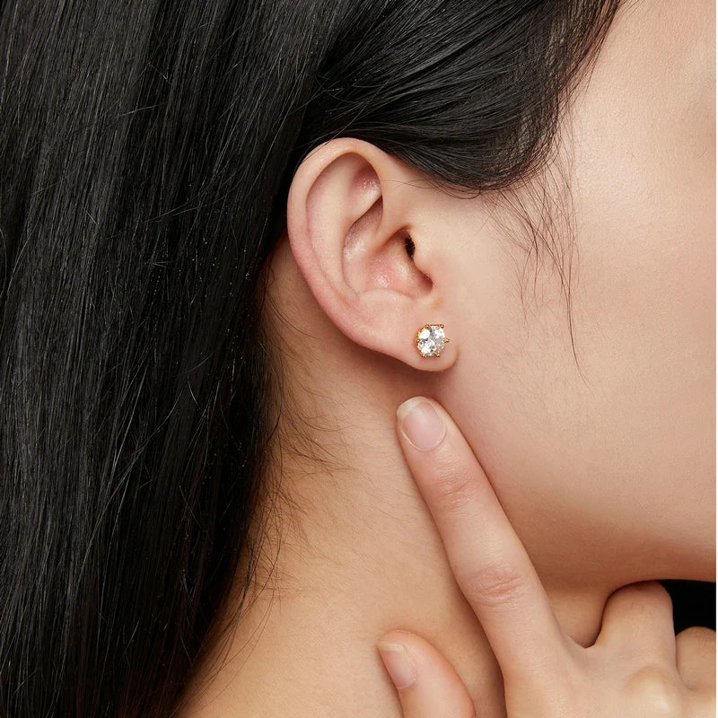 Bamoer U Gold-Moissanit-Ohrstecker, Ohrringe mit Schraubverschluss, Edelstein, Diamant, 6 Zinken, D-Farbe, Solitär für Frauen, Hochzeitsgeschenk