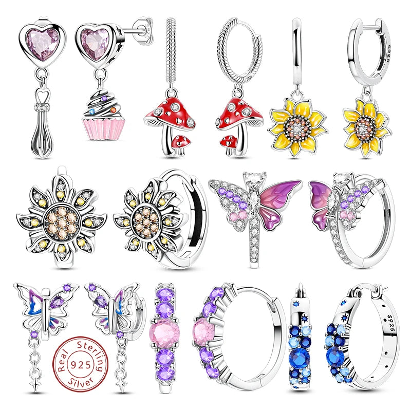 2025 neue 925 Sterling Silber Ohrringe Einfache Bogen Erdbeere Schmetterling Creolen für Hochzeit Party Frauen Schmuck Mädchen