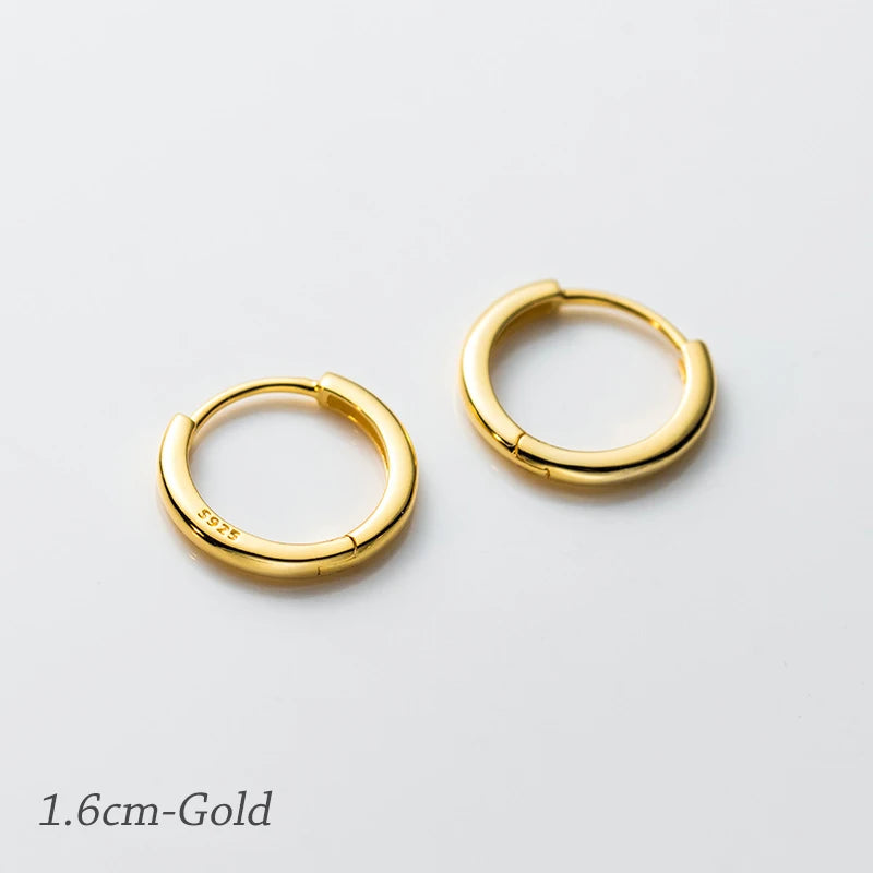 MODIAN 925 Sterling Silber Einfache Kreis-Ohrschnalle 14 mm - 18 mm platinierte hypoallergene Creolen für Damenschmuck