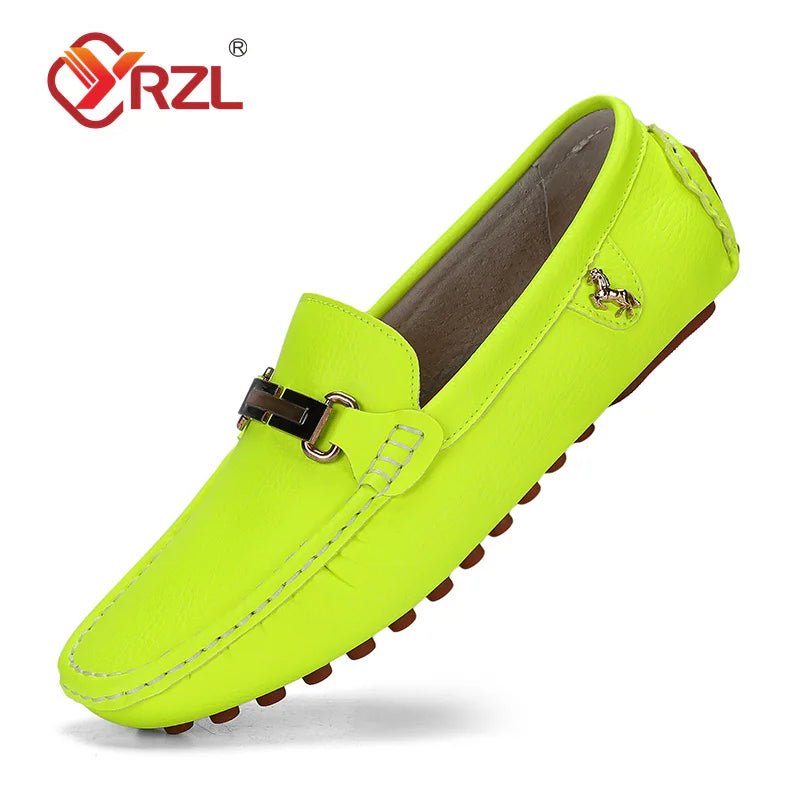 YRZL Loafer Herren Handgefertigte PU-Leder Loafer Casual Driving Flats Slip-on-Schuhe Luxuriöse bequeme Mokassins Weiße Loafer Schuhe Herren