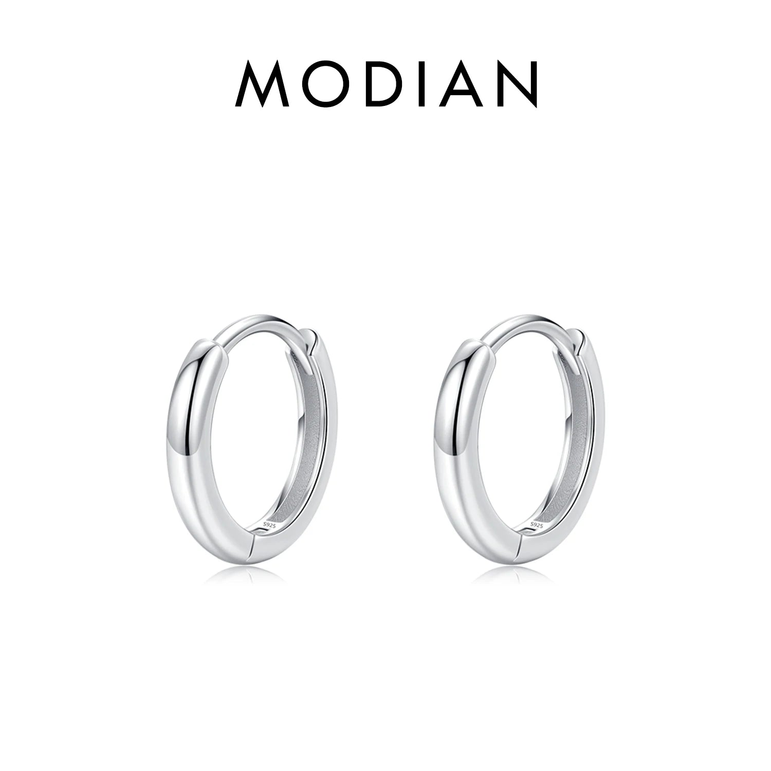 MODIAN 5 Größen 925 Sterling Silber Einfache stapelbare Kreis-Ohrschnallen Klassische Basic-Goldfarbene Creolen für Damenschmuck