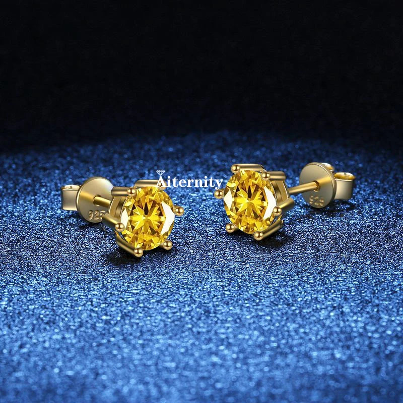 18K vergoldete Ohrringe S925 Sterling Silber D Farbe VVS1 Zirkon Ohrstecker für Frauen wie glänzend wie Diamant-Hochzeitsschmuck